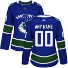 Women's Authentic Blue Home Hockey Jersey Vancouver Canucks Customized