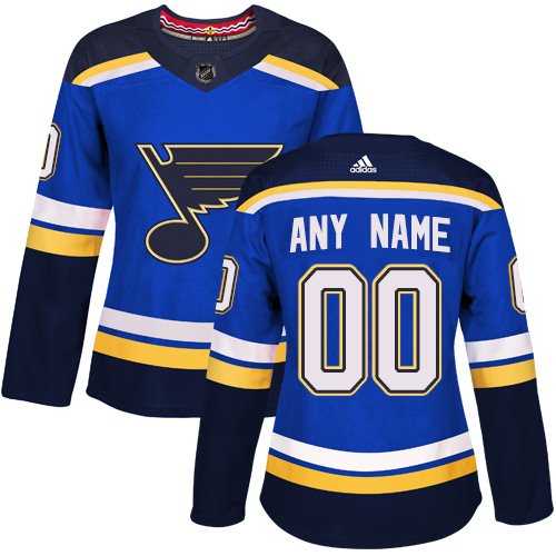 Women's Authentic Royal Blue Home Hockey Jersey St. Louis Blues Customized
