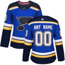 Women's Authentic Royal Blue Home Hockey Jersey St. Louis Blues Customized