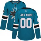 Women's Authentic Teal Green Home Hockey Jersey San Jose Sharks Customized