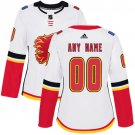 Women's Authentic White Away Hockey Jersey Calgary Flames Customized