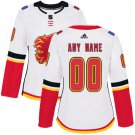 Women's Authentic White Away Hockey Jersey Calgary Flames Customized