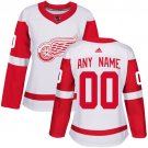 Women's Authentic White Home Hockey Jersey Detroit Red Wings Customized