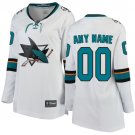 Women's Breakaway White Away Hockey Jersey San Jose Sharks Customized