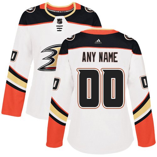 Women's Ducks Customized Premier White Away Jersey Anaheim