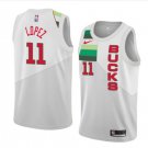 Men/Youth's white-gray milwaukee bucks #11 brook lopez earned edition jersey
