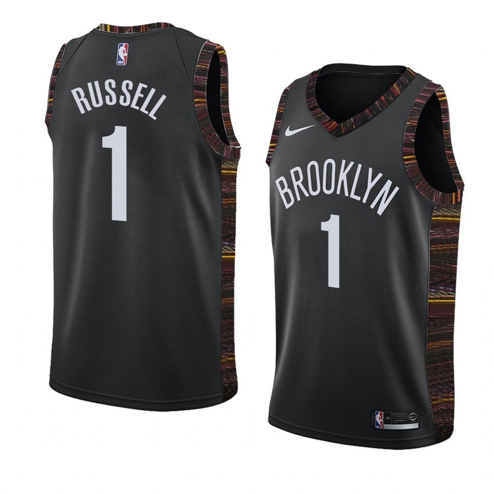 Men/Youth's brooklyn nets #1 d'angelo russell city edition jersey swingman black