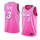 Men/Youth's miami heat #3 dwyane wade earned edition jersey pink