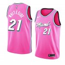 Men/Youth's miami heat #21 hassan whiteside earned edition jersey pink