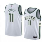 Men/Youth's milwaukee bucks #11 18-19 swingman brook lopez white jersey