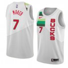 Men/Youth's white-gray milwaukee bucks #7 thon maker earned edition jersey