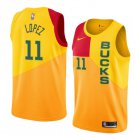 Men/Youth's yellow milwaukee bucks #11 brook lopez swingman city edition jersey