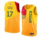 Men/Youth's yellow milwaukee bucks #17 pau gasol jersey city edition