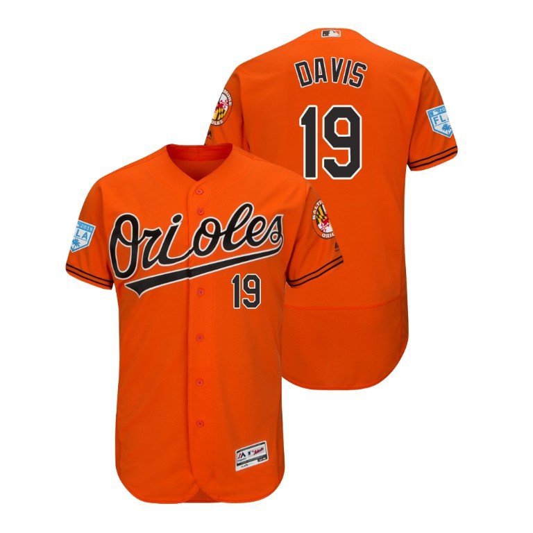 Men/Youth's 2019 Spring Training Baltimore Orioles Orange #19 Chris Davis Flex Base Jersey