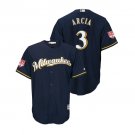 Men/Youth's 2019 Spring Training Milwaukee Brewers Navy #3 Orlando Arcia Cool Base Jersey