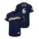Men/Youth's 2019 Spring Training Milwaukee Brewers Navy #6 Lorenzo Cain Flex Base Jersey