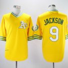 Men/Youth's Athletics 9 Reggie Jackson Yellow  Copperstown Jersey