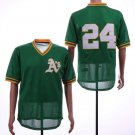 Men/Youth's Athletics 24 Rickey Henderson Green BP Mesh Jersey
