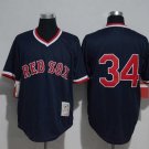 Men/Youth's Boston Red Sox #34 David Ortiz (No Name) Navy Blue M&N Throwback Pullover Jersey