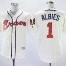 Men/Youth's Braves 1 Ozzie Albies Cream Cool Base Jersey