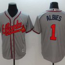 Men/Youth's Braves 1 Ozzie Albies Gray Cool Base Jersey