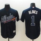 Men/Youth's Braves 1 Ozzie Albies Navy Cool Base Jersey