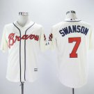 Men/Youth's Braves 7 Dansby Swanson Cream Cool Base Jersey