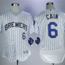Men/Youth's Brewers 6 Lorenzo Cain White Flexbase Jersey