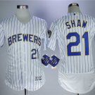 Men/Youth's Brewers 21 Travis Shaw White Flexbase Jersey