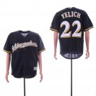 Men/Youth's Brewers 22 Christian Yelich Navy Cool Base Jersey