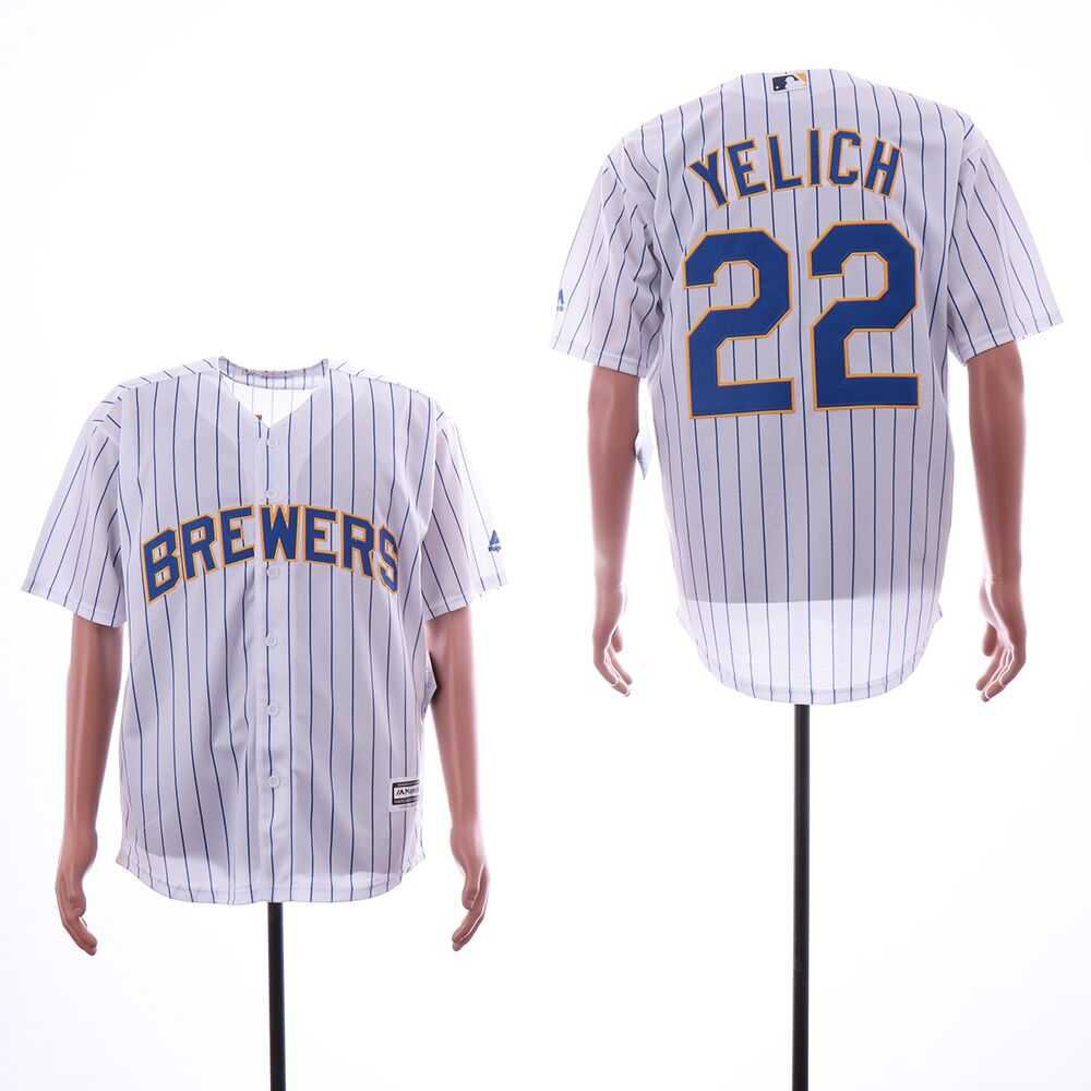 Men/Youth's Brewers 22 Christian Yelich White Cool Base Jersey