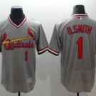 Men/Youth's Cardinals 1 Ozzie Smith Grey Cooperstown Flexbase Jersey