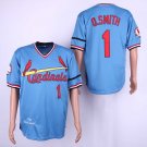 Men/Youth's Cardinals 1 Ozzie Smith Light Blue 1982 Throwback Jersey