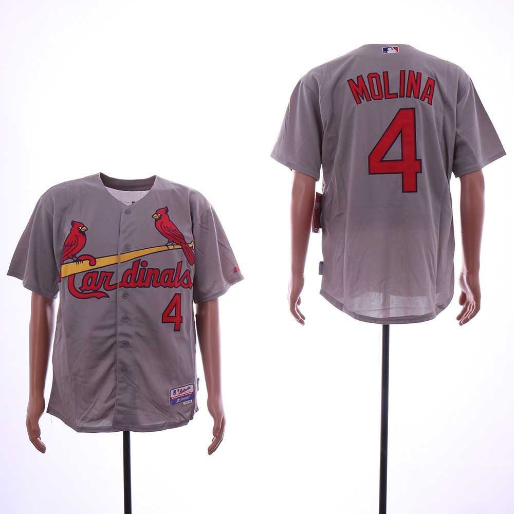 Men/Youth's Cardinals 4 Yadier Molina Gray Flexbase Jersey