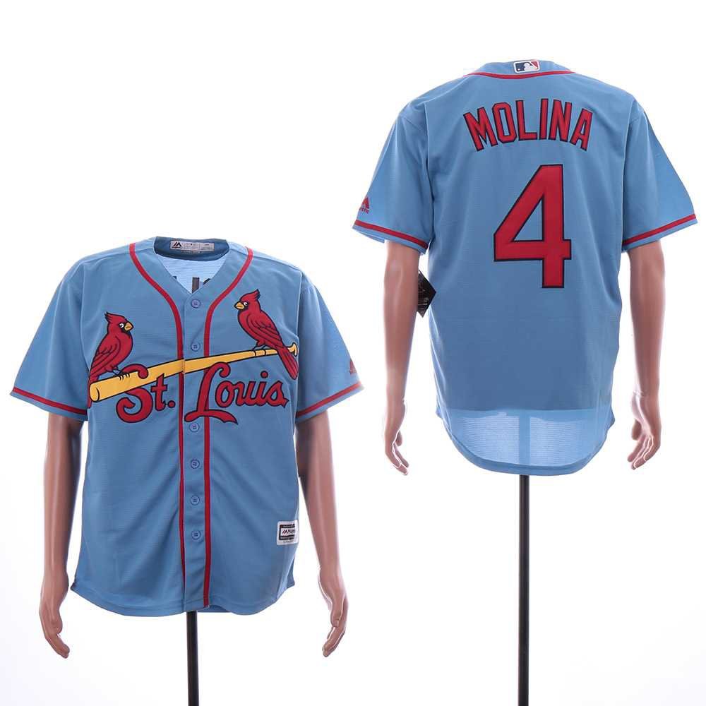 Men/Youth's Cardinals 4 Yadier Molina Light Blue Cool Base Jersey