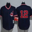 Men/Youth's Cleveland Indians #12 Francisco Lindor Navy Blue M&N Throwback Pullover Jersey