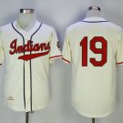 Men/Youth's Cleveland Indians #19 Bob Feller Cream 1948 Throwback Jersey