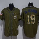 Men/Youth's Colorado Rockies #19 Charlie Blackmon Green Salute to Service Jersey