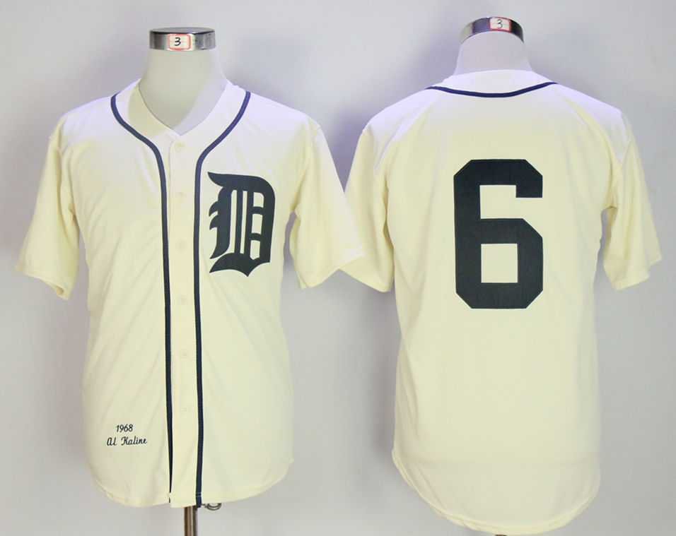 Men/Youth's Detroit Tigers 6 Al Kaline Cream 1968 Throwback Jersey