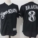 Men/Youth's Milwaukee Brewers #8 Ryan Braun Black Team Logo Print Jersey