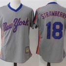 Men/Youth's New York Mets #18 Darryl Strawberry Gray M&N Throwback Pullover Jersey