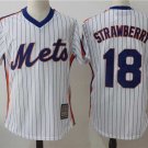 Men/Youth's New York Mets #18 Darryl Strawberry M&N Throwback White Jersey