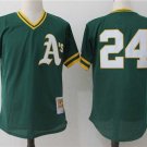 Men/Youth's Oakland Athletics #24 Rickey Henderson Green Cooperstown Jersey