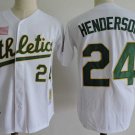 Men/Youth's Oakland Athletics #24 Rickey Henderson White M&N Throwback Jersey