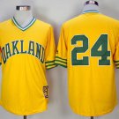 Men/Youth's Oakland Athletics #24 Rickey Henderson Yellow 1981 M&N Jersey
