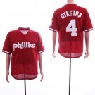 Men/Youth's Phillies 4 Lenny Dykstra Red Mesh BP Jersey