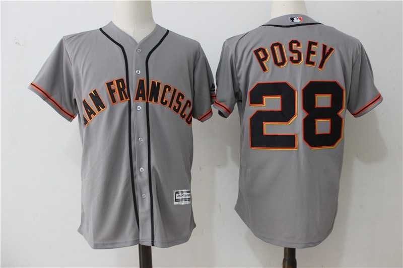 Men/Youth's San Francisco Giants #28 Buster Posey Gray Alternate Jersey