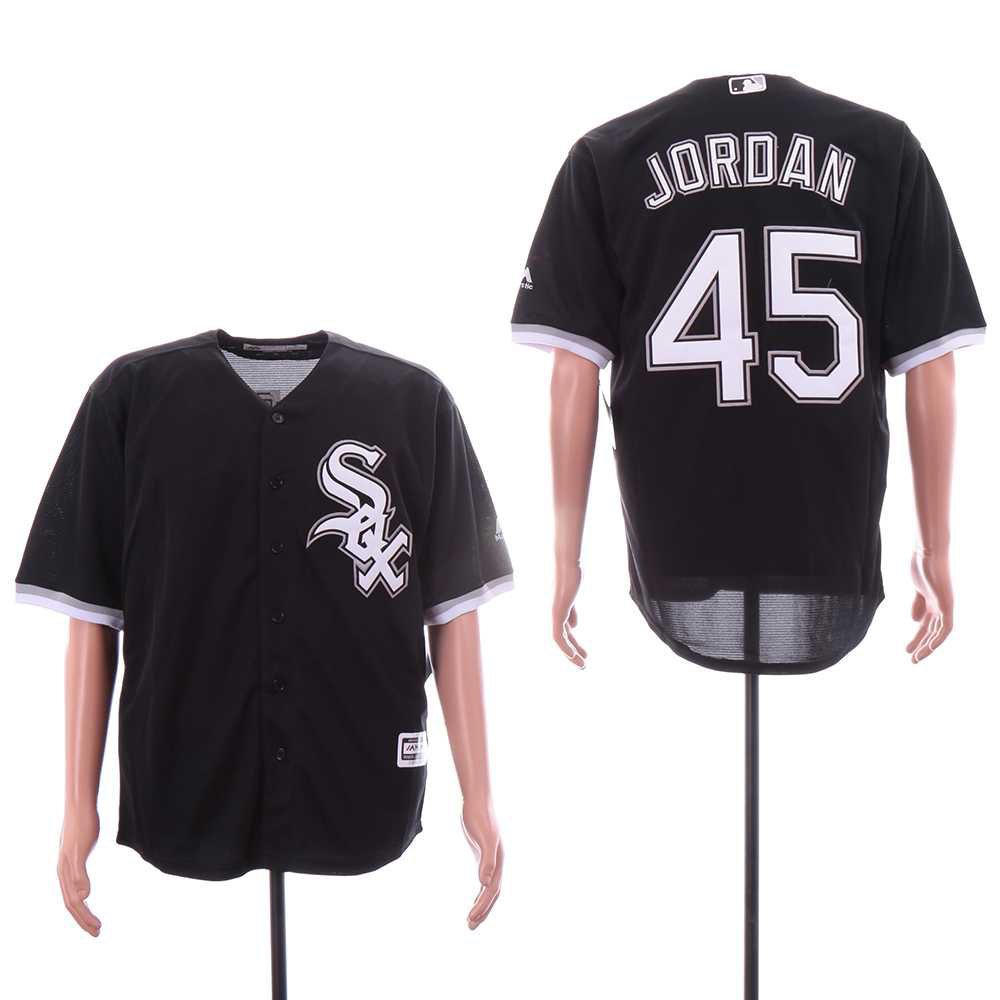 Men/Youth's White Sox 45 Michael Jordan Black Cool Base Jersey