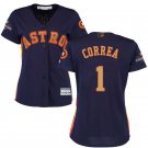 Women Astros #1 Carlos Correa Navy 2018 Gold Program Jersey