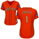 Women Astros #1 Carlos Correa Orange 2018 Gold Program Jersey